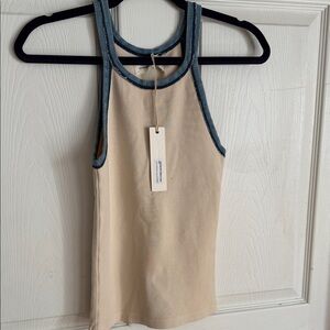 Imogene + Willie Cream and Blue Women's Tank Top Sz Small.  NWT